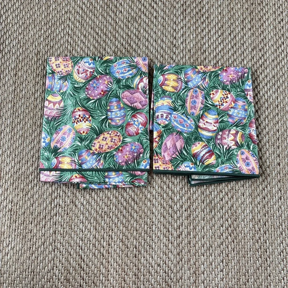 Longaberger Set Of 2 Fabric Napkins in Easter Egg Pattern